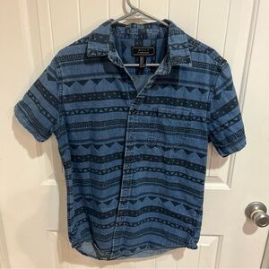21men Blue and Black Patterned Casual Shirt